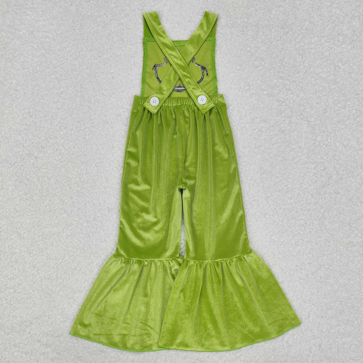 SR2013 green velvet suspender jumpsuit