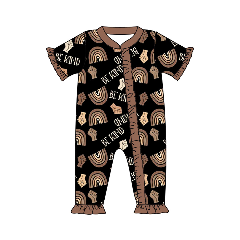 presale SR2018  Rainbow Brown Lace Black Zipper Short Sleeve Bodysuit 2024 9.27