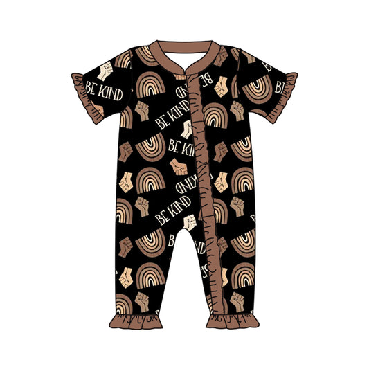 presale SR2018  Rainbow Brown Lace Black Zipper Short Sleeve Bodysuit 2024 9.27