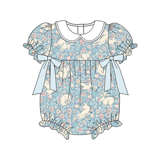 presale SR2023  Flower bunny light blue bow doll collar short-sleeved jumpsuit  2024 9.28