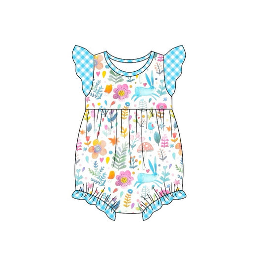 presale SR2024  Bunny flower leaf blue plaid white vest jumpsuit 2024 9.28