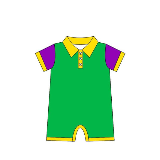 presale SR2036 Mardi Gras Yellow Green Purple Short Sleeve Bodysuit 10.8