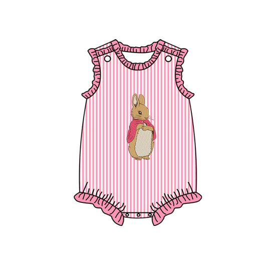 presale SR2041 Easter Bunny Pink Striped Vest Bodysuit  2024 10.9