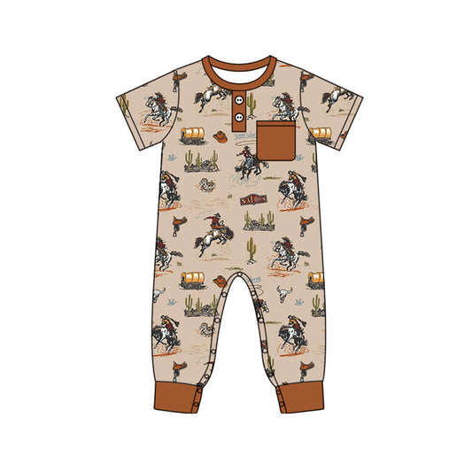 presale SR2045 Horse Riding Brown Pocket Short Sleeve Bodysuit  2024 10.10