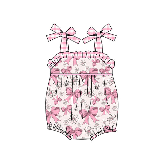 presale SR2051 Pink Plaid Lace Camisole Bodysuit with Flower Bow  2024 10.11