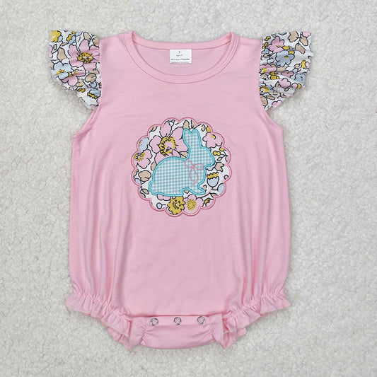 SR2054 Baby Infant Girls Easter Bunny Pink Floral Rompers D 3.13