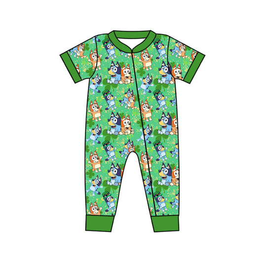 presale SR2069  Clover Green Zip-Up Short Sleeve Bodysuit  2024 10.14