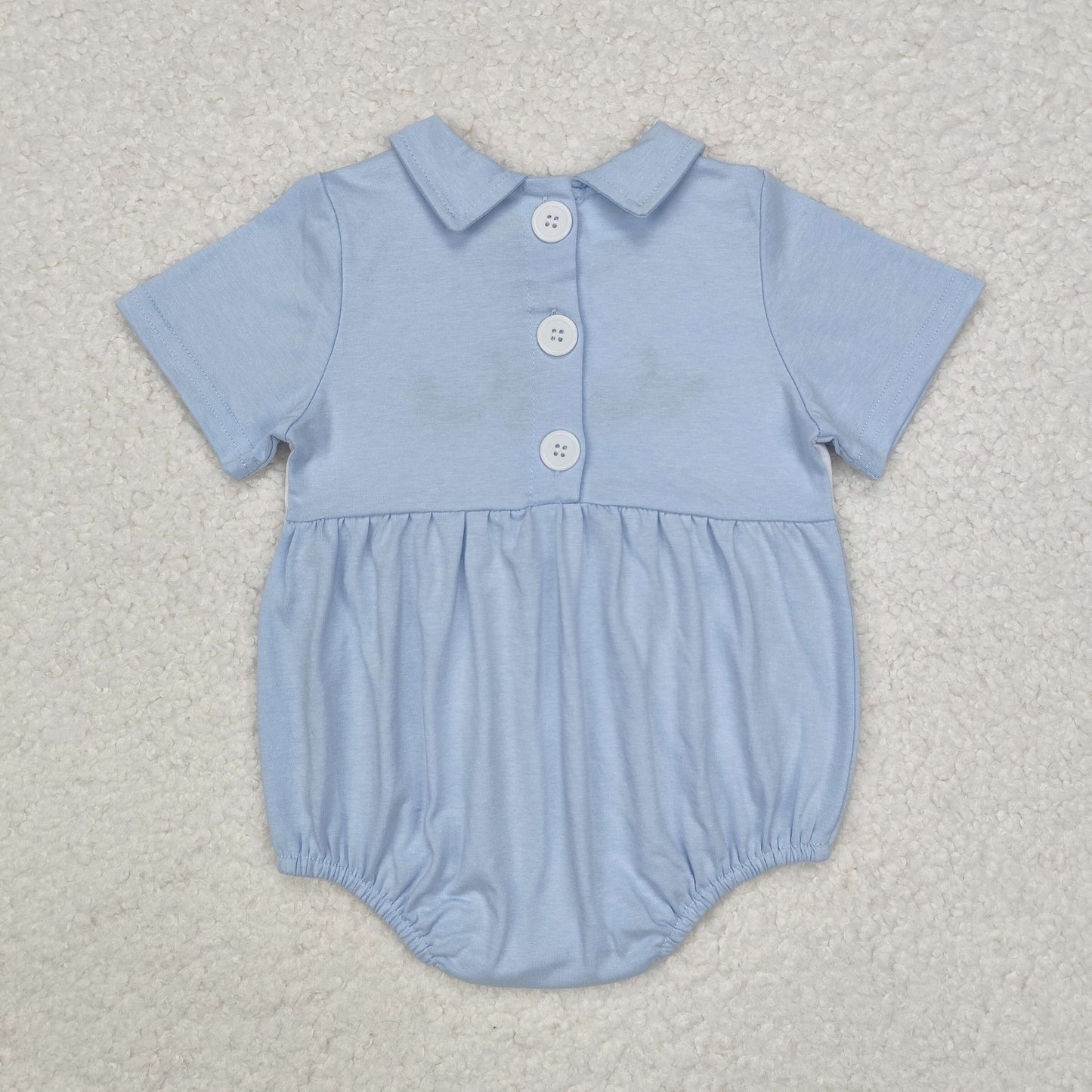 SR2071  Duck blue and white doll collar short-sleeved jumpsuit