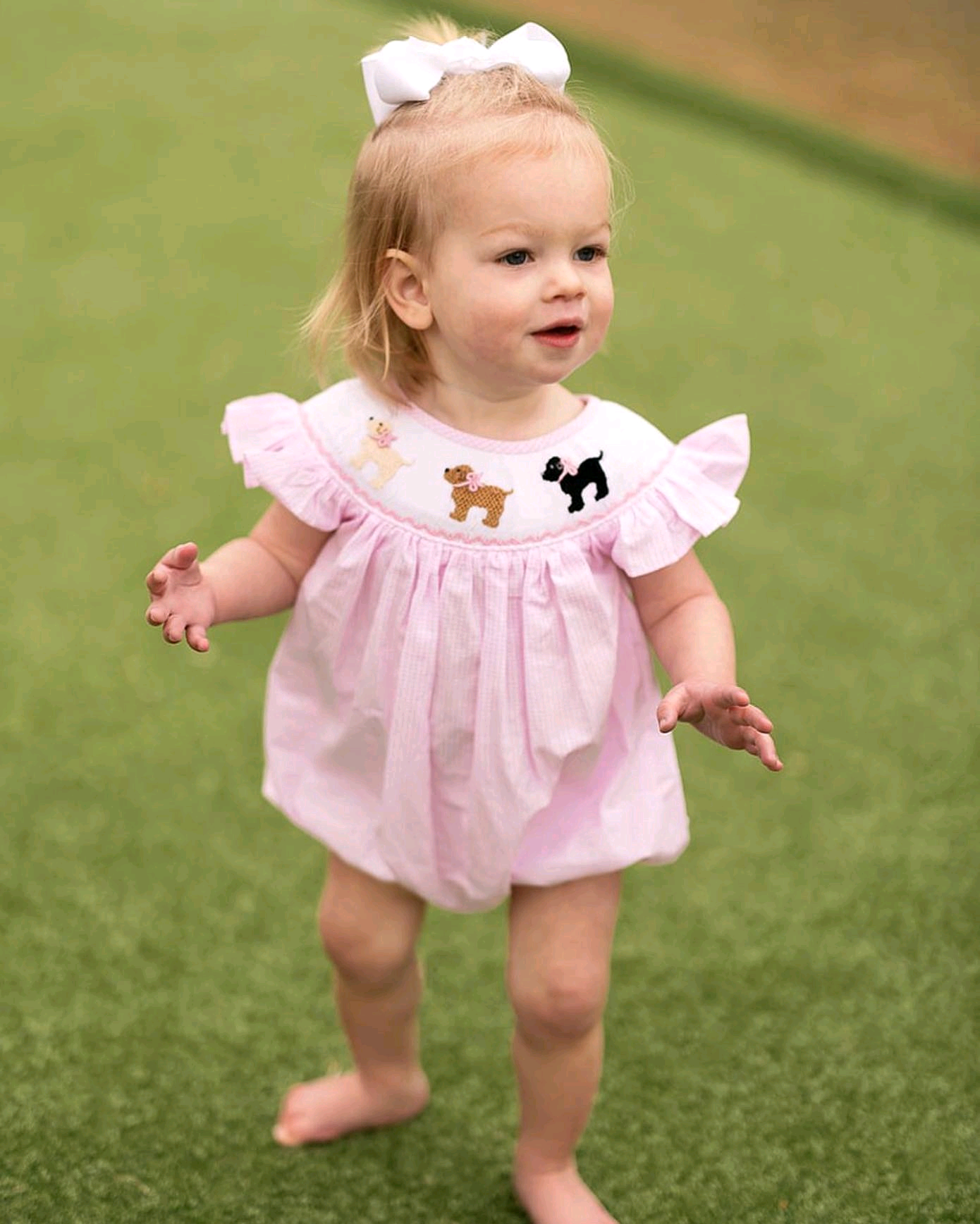 SR2073 Bow Puppy Pink Plaid Vest Bodysuit