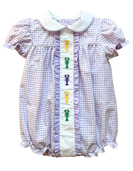 presale SR2077 Mardi Gras Purple Plaid Doll Collar Short Sleeve Bodysuit 2024 10.17