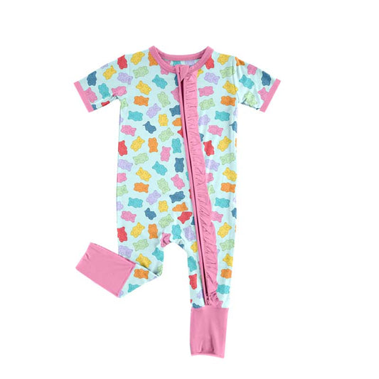 presale SR2091 Pink  Blue Zipper Short Sleeve Bodysuit2024 10.21