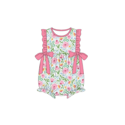 presale SR2102  Pink Lace Bowknot Vest Bodysuit with Flowers and Leaves  2024 10.22