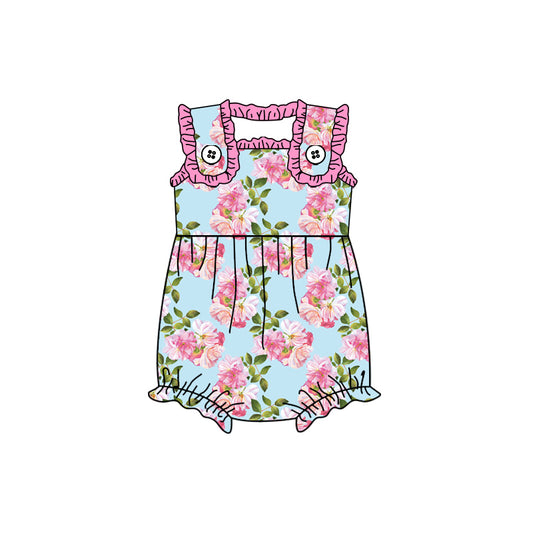 presale SR2103 Blue vest bodysuit with pink lace and flowers and leaves 2024 10.22