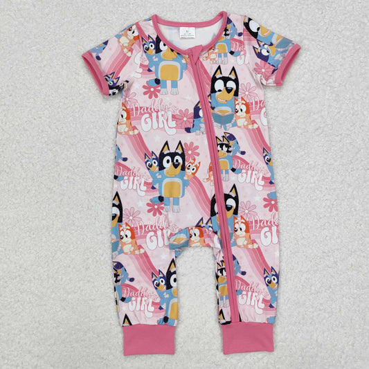 SR2105 Rainbow Pink Zipper Short Sleeve Bodysuit
