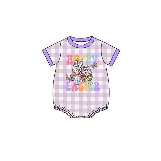 presale SR2107 Hoppy easter bluey purple plaid short sleeve jumpsuit  2024 10.22