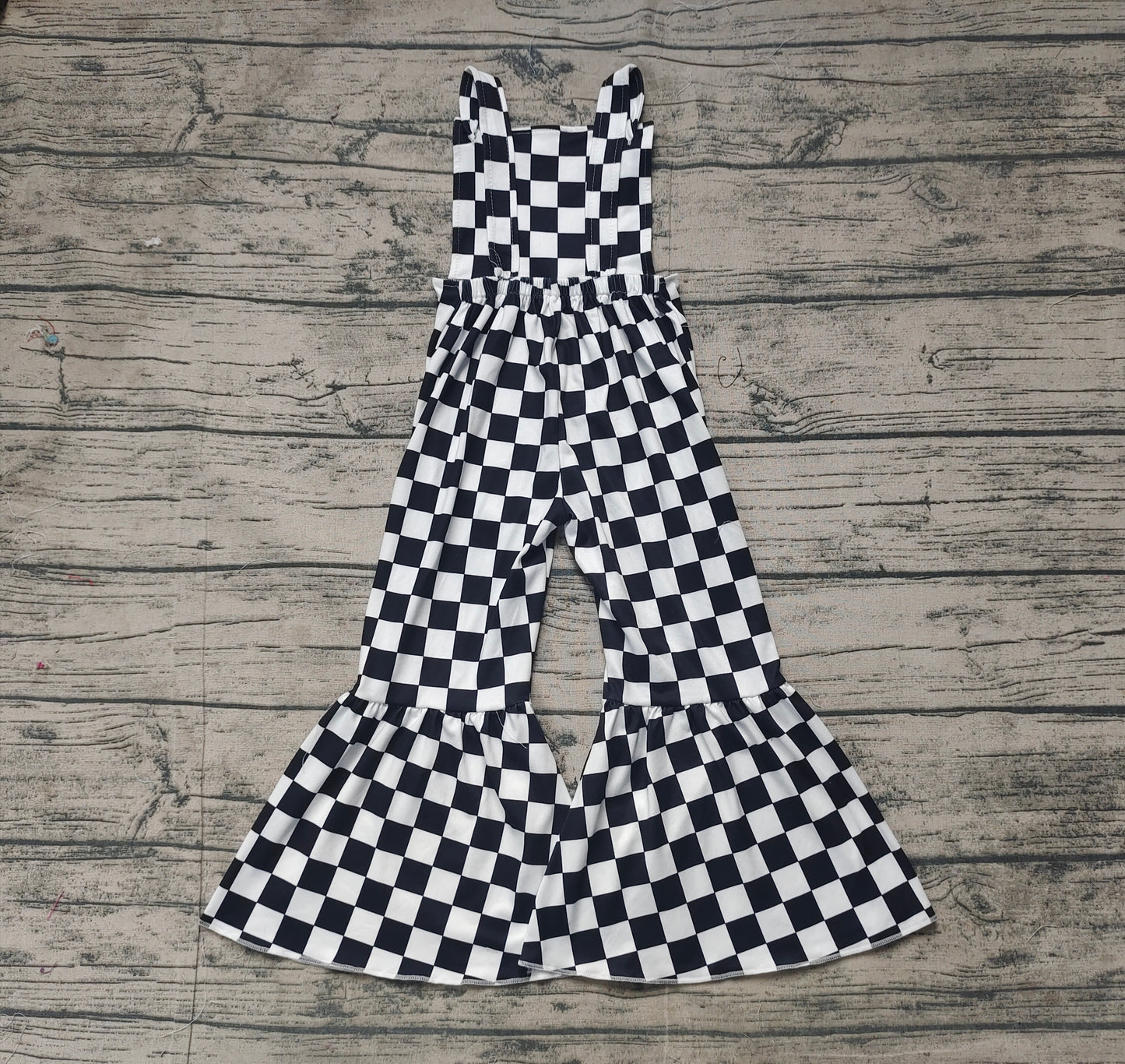 SR2111  Black and white plaid suspender bodysuit  D 3.14