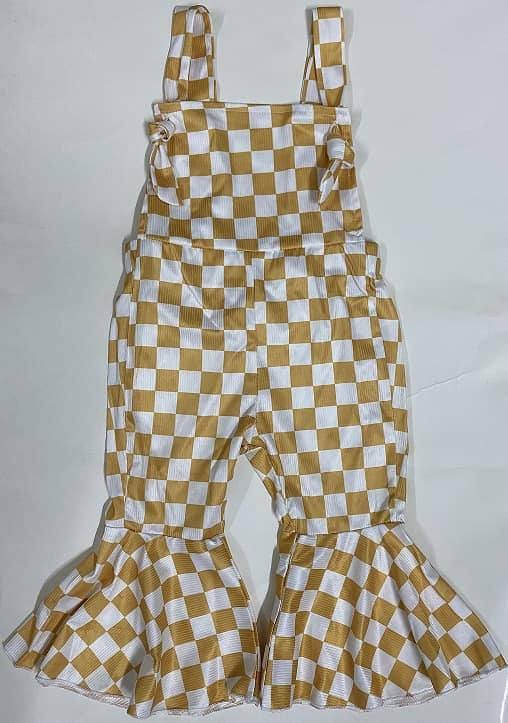 presale  SR2112   Brown and White Plaid Suspender Bodysuit 2024 10.22