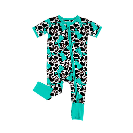 presale SR2118 Easter Bunny Cow Zip-Up Short Sleeve Bodysuit  2024 10.23