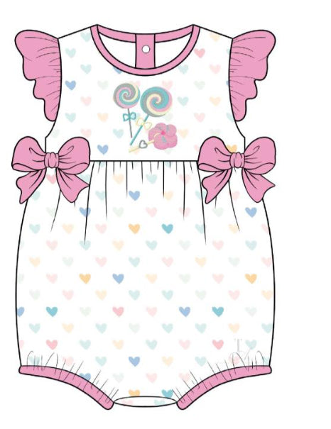 presale SR2129  Lollipop Heart Pink and White Vest Bodysuit  10.25