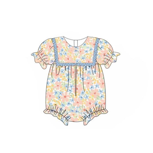 presale SR2137  Powder blue floral lace short-sleeved bodysuit   2024 10.26