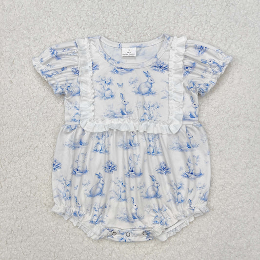 SR2143 Easter Flower Bunny Lace Short Sleeve Bodysuit