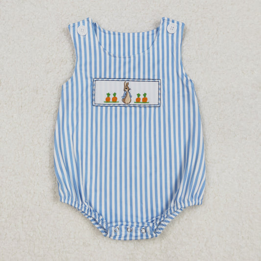 SR2145 Carrot Bunny Blue Striped Vest Bodysuit