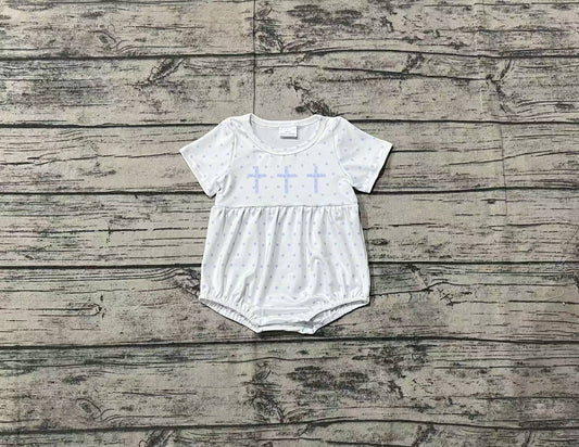 presale SR2147  Boys Blue Cross Dot Short Sleeve Bodysuit  2024 12.6