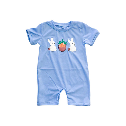 presale SR2158  Easter Bunny Carrot Basket Blue Short Sleeve Onesie 2024 10.30