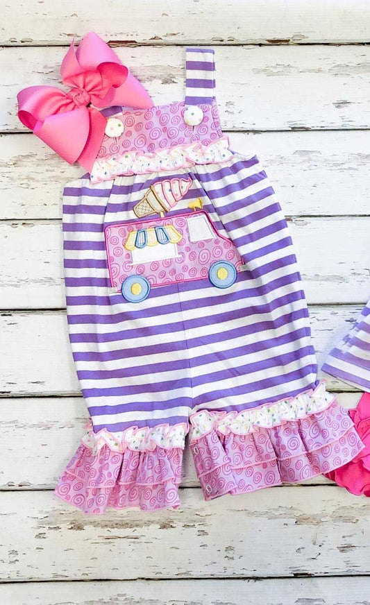 presale SR2162  Ice Cream Truck Purple Striped Suspender Bodysuit 2024 10.31