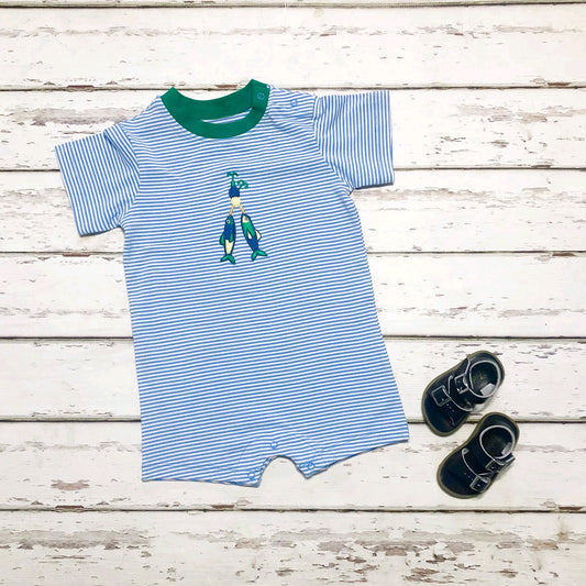 presale SR2164 Fishing Blue Striped Short Sleeve Bodysuit  2024 11.2