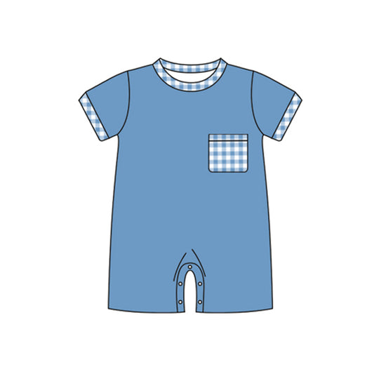 presale SR2165 Blue short-sleeved bodysuit with plaid pockets 2024 11.2