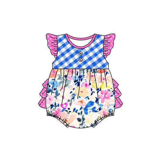 presale SR2176 Floral Blue and White Plaid Polka Dot Rose Red Lace Vest Bodysuit  2024 11.5