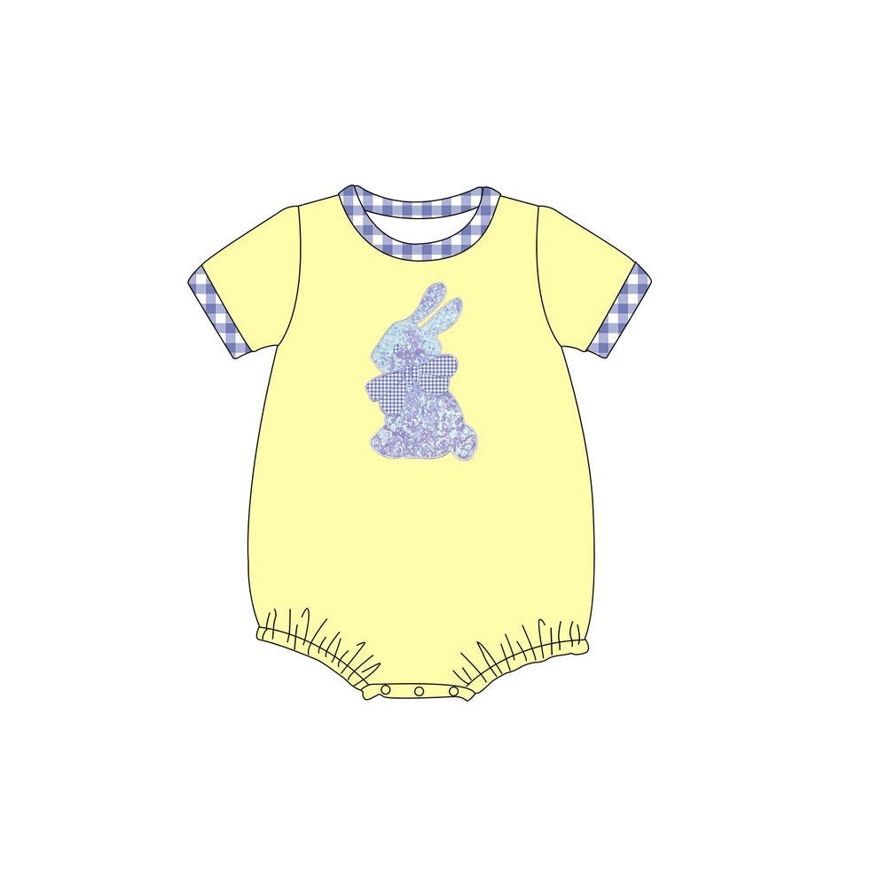 presale SR2187 Easter Bunny Blue Plaid Yellow Short Sleeve Onesie  2024 11.6