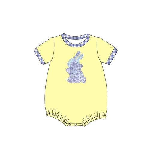 presale SR2187 Easter Bunny Blue Plaid Yellow Short Sleeve Onesie 2024 11.6