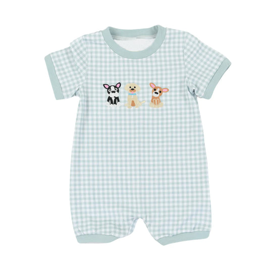 presale SR2205 Puppy Blue Plaid Short Sleeve Onesie  2024 11.6