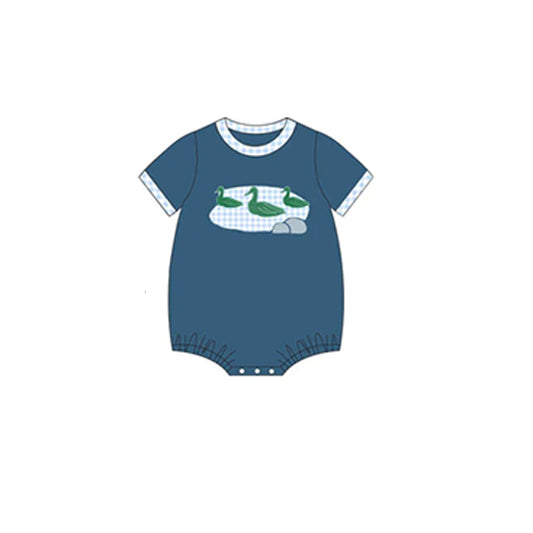 presale SR2216 Duck Plaid Blue Short Sleeve Bodysuit 2024 .11.8