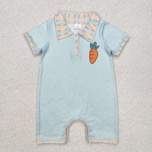 SR2226 Easter Carrot Stripe Neck Short Sleeve Bodysuit
