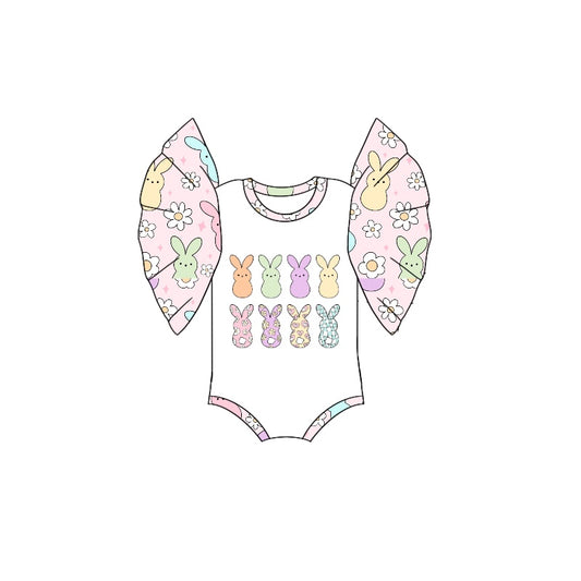presale SR2229 Easter Bunny Flower Pink and White Lace Sleeve Bodysuit 2024 .11.8