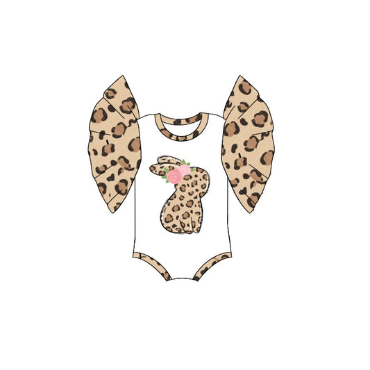 presale SR2230  Easter Leopard Bunny Lace Sleeve Bodysuit 2024 .11.8