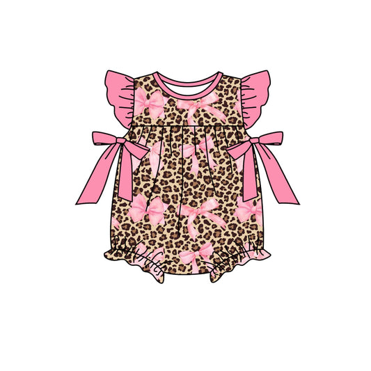 presale SR2238   Bow pattern leopard print pink lace bow vest bodysuit  2024 .11.9