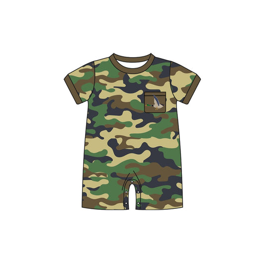 presale SR2241 Duck Pocket Camouflage Brown Green Short Sleeve Bodysuit  2024 .11.11