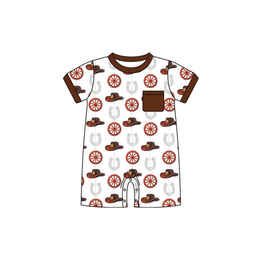 presale SR2242 Cowboy hat, brown-red pocket, white short-sleeved jumpsuit  2024 .11.11