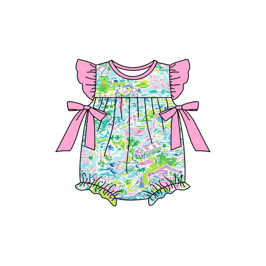 presale SR2248 Landscape Pink Bow Teal Vest Bodysuit  2024 .11.12