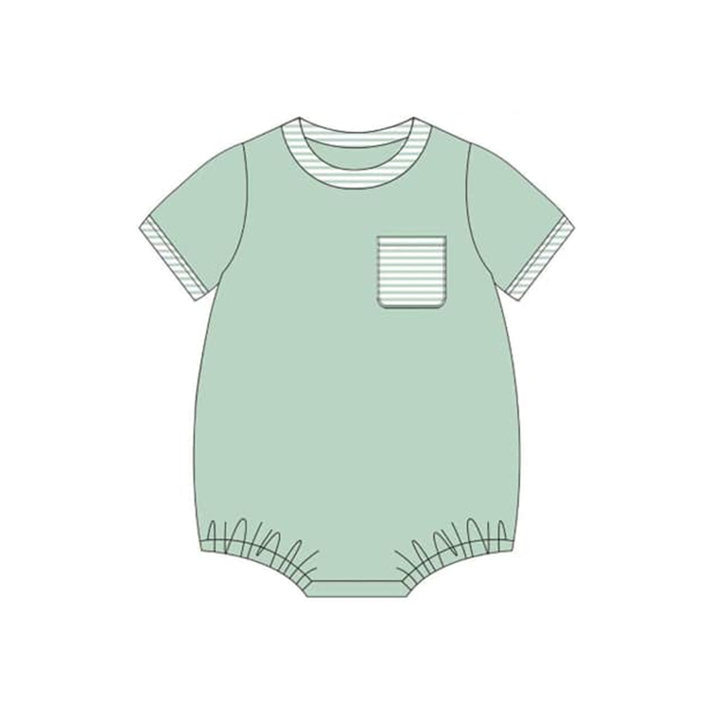 presale SR2254  Green short-sleeved bodysuit with striped pockets 2024 .11.14
