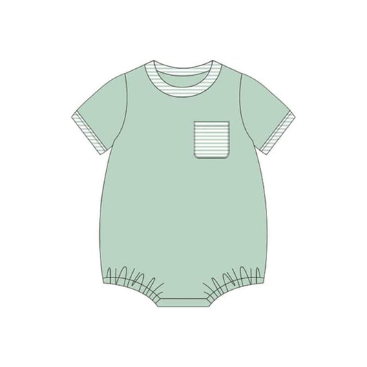 presale SR2254  Green short-sleeved bodysuit with striped pockets 2024 .11.14