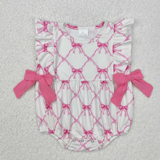 SR2269  Rose Red Bow Pattern Vest Bodysuit