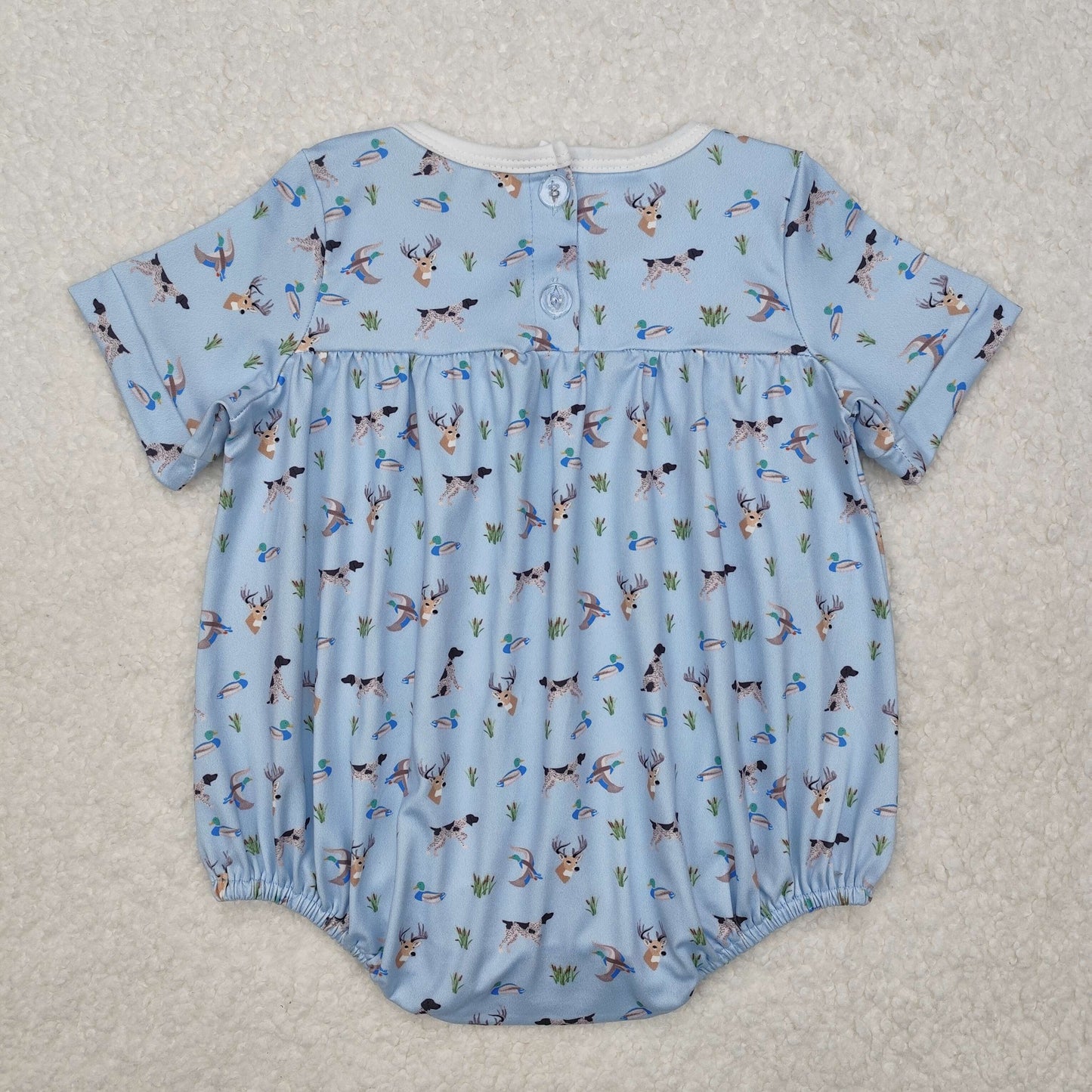 SR2275  Duck Deer Puppy Blue Short Sleeve Onesie Romper