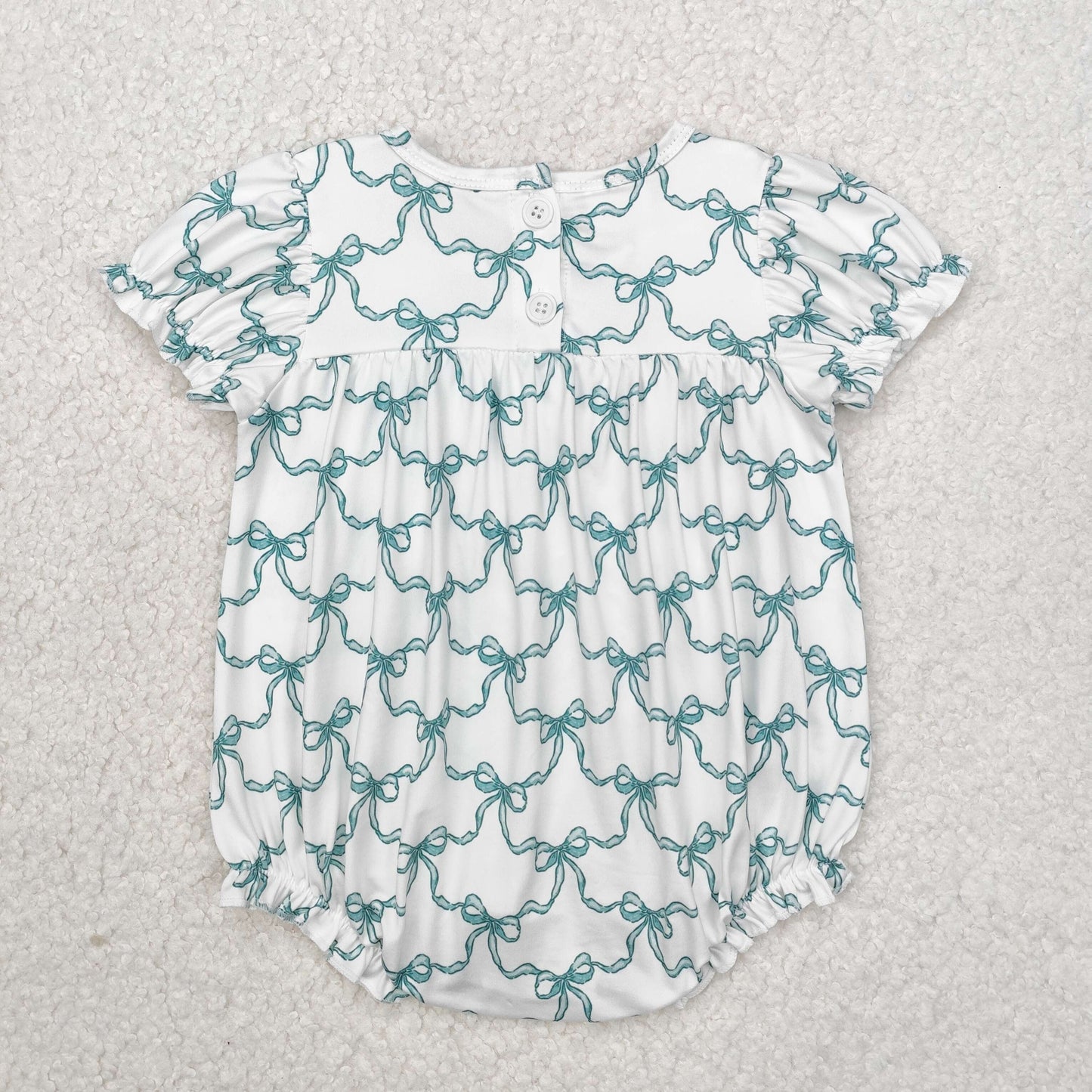 SR2281  Cup Green Bow Pattern Short Sleeve Bodysuit