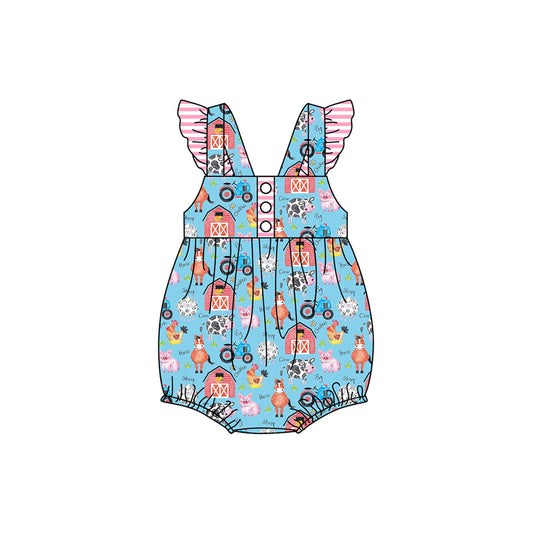 presale SR2283 Farm Animals Red House Pink Stripes Blue Vest Onesie 2024 11.18