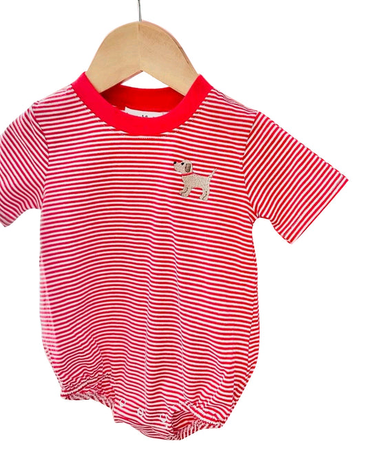 presale SR2286  Puppy Red Striped Short Sleeve Onesie 2024 11.18